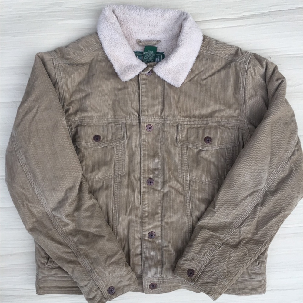 LL Bean Corduroy/Sherpa Coat Boys Large 14/16